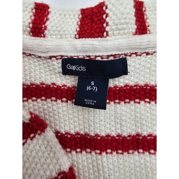 Gap Girl's Size 6/7 Red and White Sweater with Matching Sailor Jeans - Picture 7 of 7